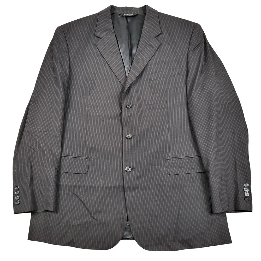 JOS A BANK Mens 46L Charcoal Pinstripe Wool Suit Jacket Blazer